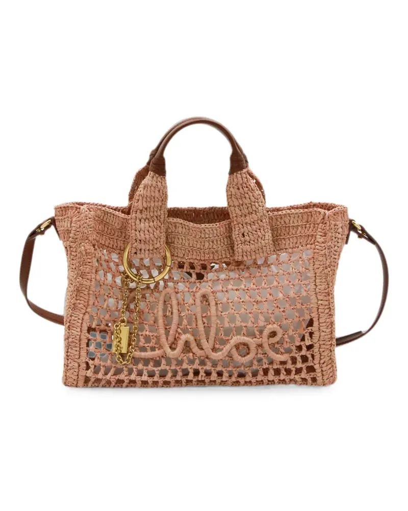 Chloé small Summer Banana woven-raffia shoulder bag - Nude Nude
