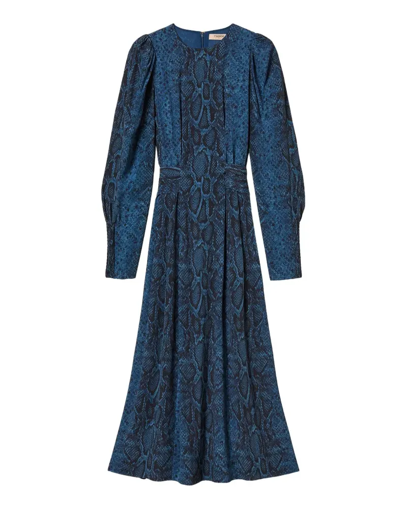 Twin-Set Langes Kleid mit Python-Print - Blau Blau