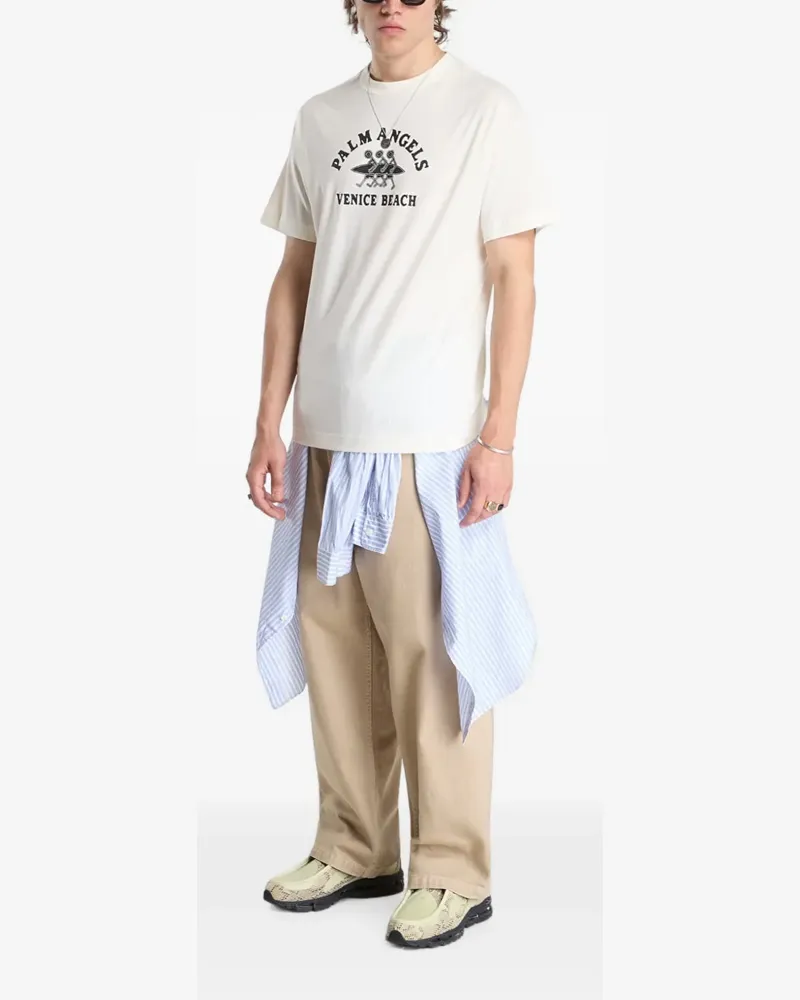 Palm Angels Kurzärmeliges T-Shirt mit grafischem Print - Nude Nude