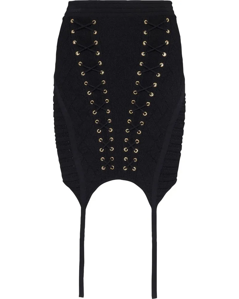Balmain Gestrickter Minirock - Schwarz Schwarz