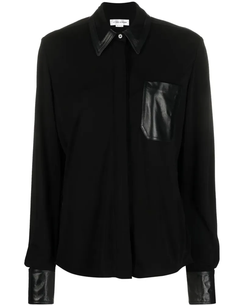Victoria Beckham Hemd mit Lederdetails - Schwarz Schwarz