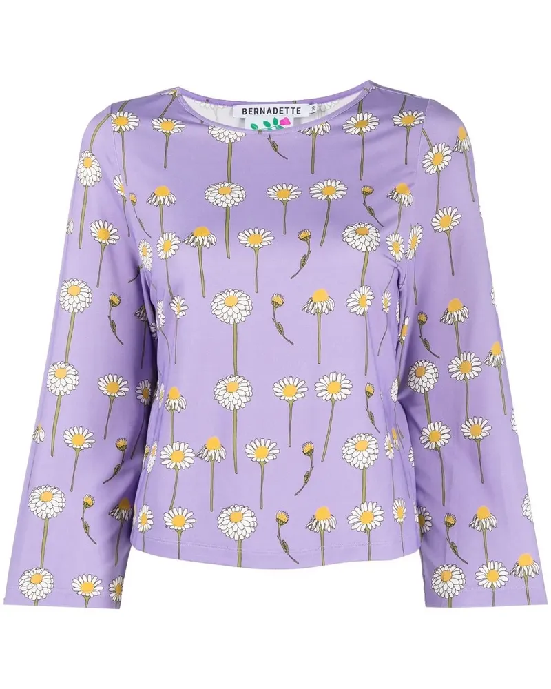 BERNADETTE T-Shirt mit Margeriten-Print - Violett Violett