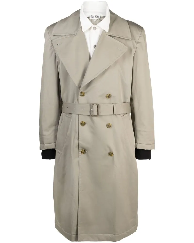 Maison Margiela Doppelreihiger Mantel mit Gürtel - Nude Nude