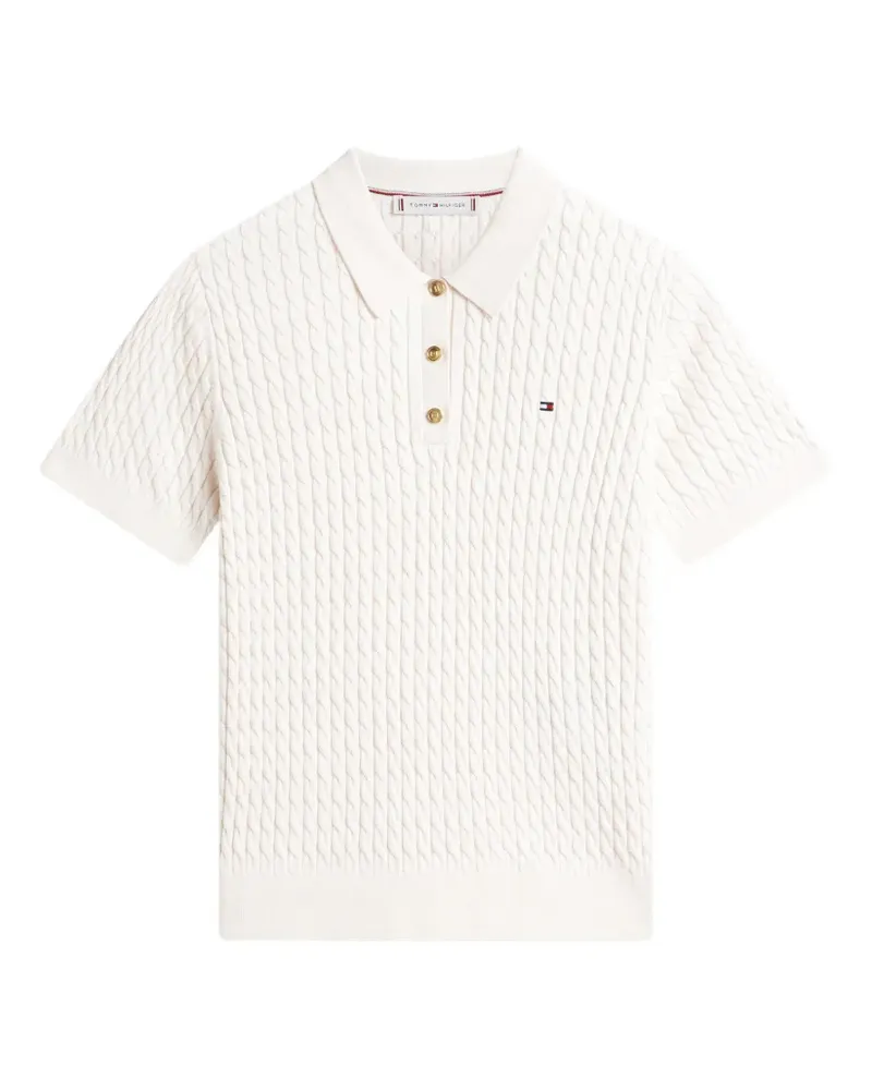 Tommy Hilfiger cable-knit polo shirt - Nude Nude