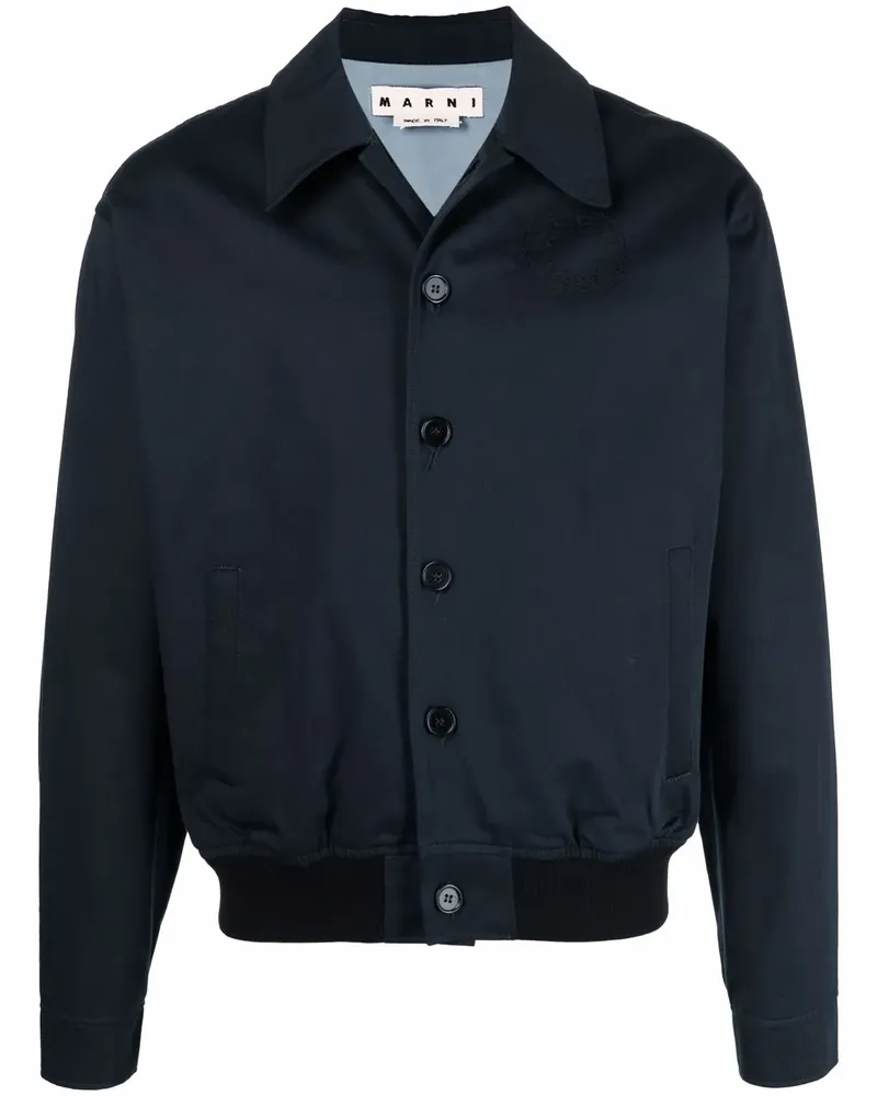 Marni Hemdjacke mit aufgesticktem Logo - Blau Blau