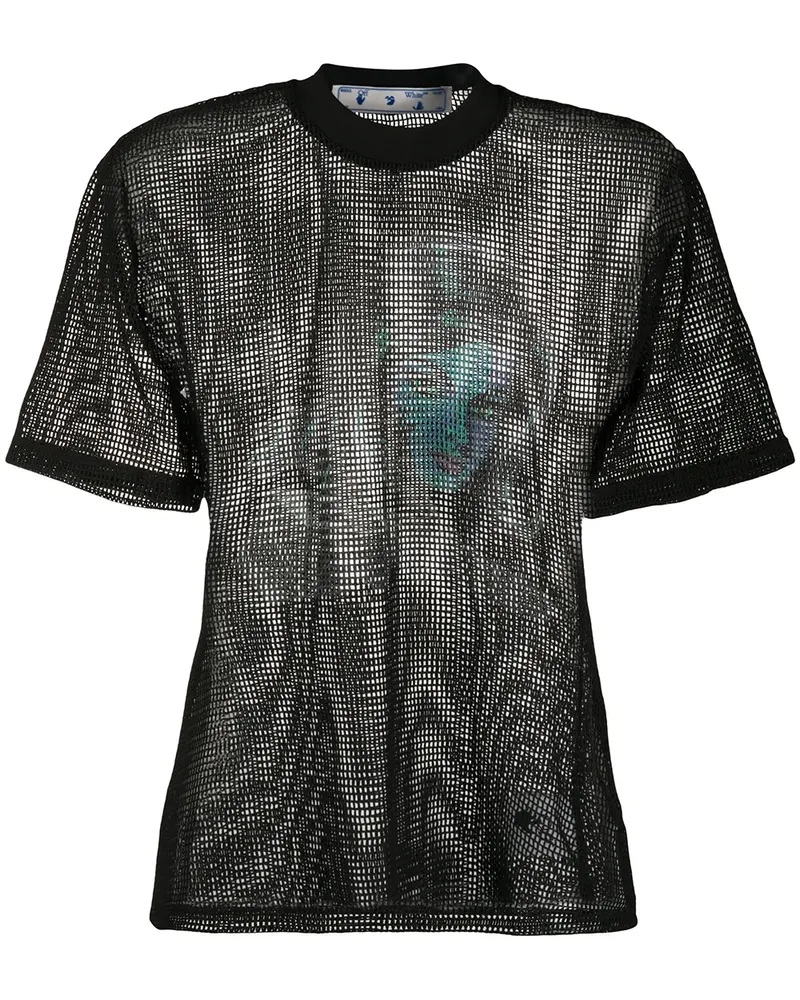 OFF-WHITE T-Shirt in Netzoptik - Schwarz Schwarz