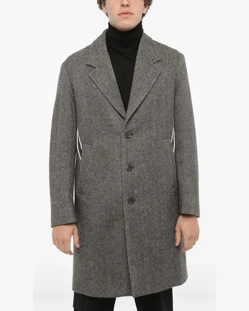 Neil Barrett herringbone-pattern single-breasted coat - Schwarz Schwarz