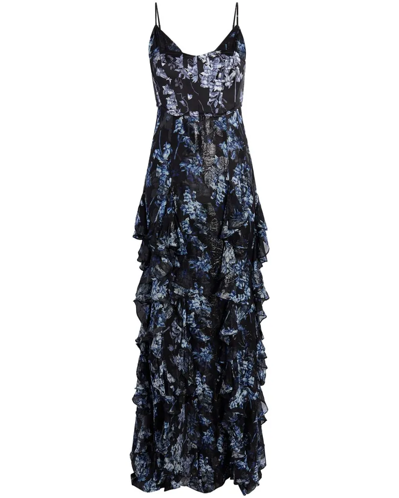 Cinq à Sept Glenda Seidenkleid mit Blumen-Print - Schwarz Schwarz