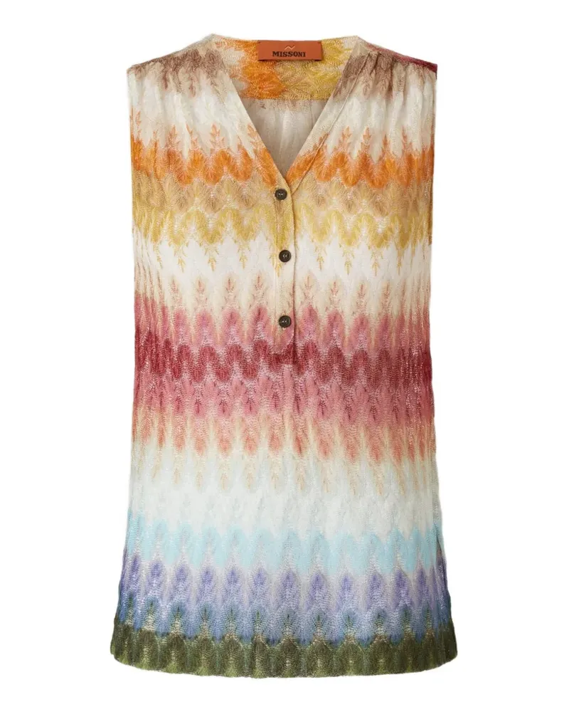 Missoni Zigzag-knit sleeveless top - Nude Nude
