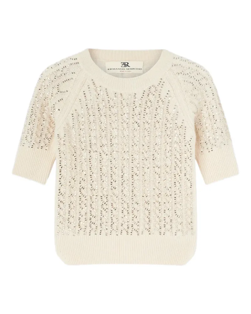 Ermanno Scervino Verziertes Strick-T-Shirt - Weiß Weiß