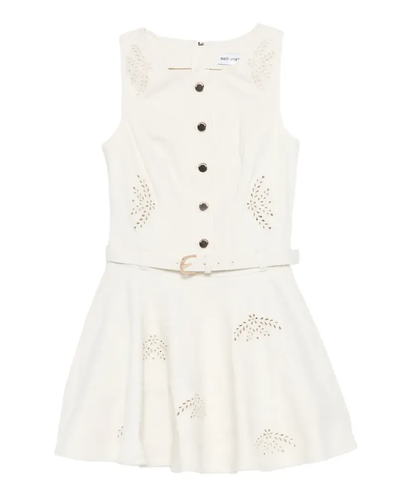 Self-Portrait cutout belted mini dress - Nude Nude