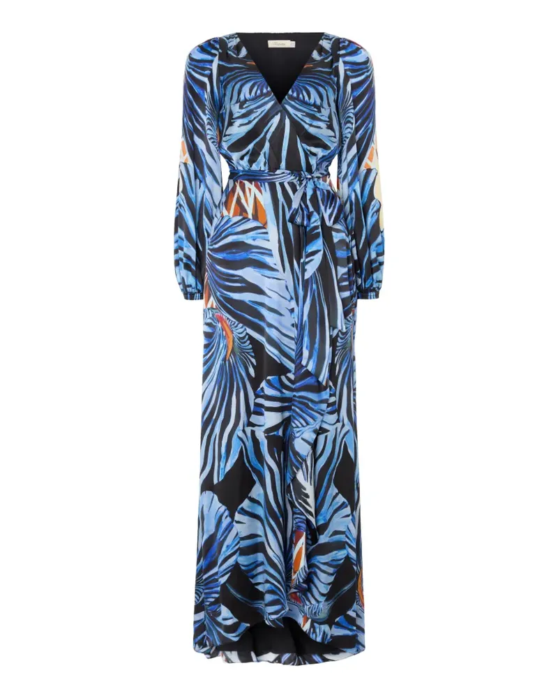 Temperley London Titania Wickelkleid mit Orchideen-Print - Blau Blau