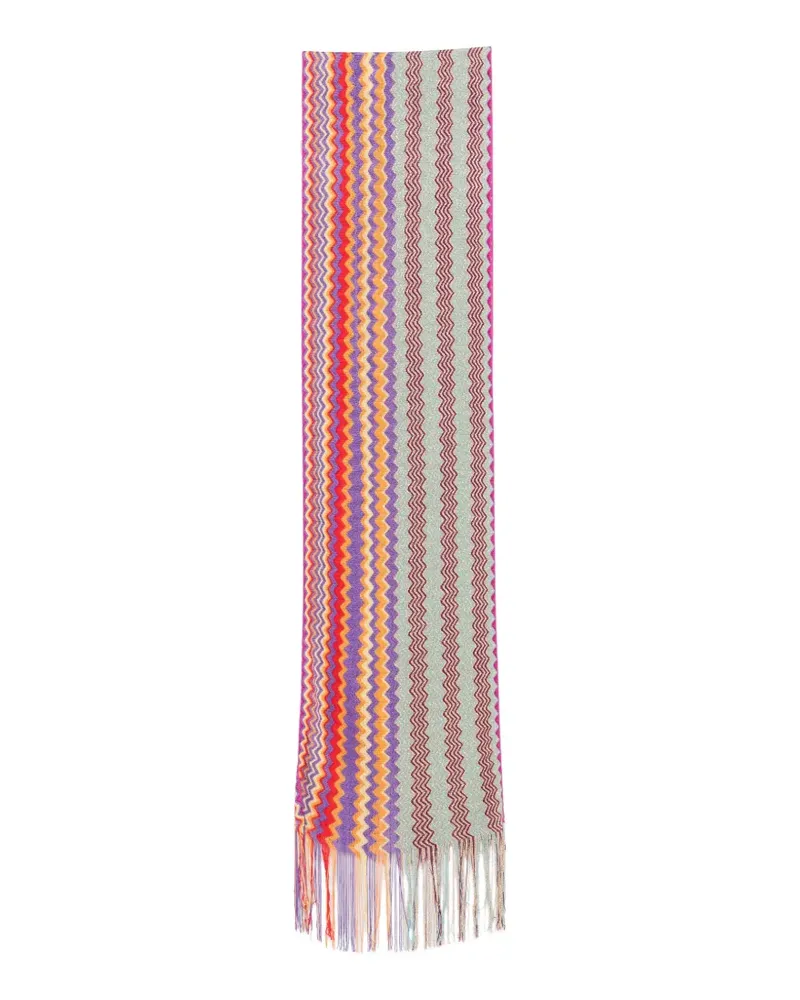 Missoni zigzag-knit fringed scarf - Violett Violett