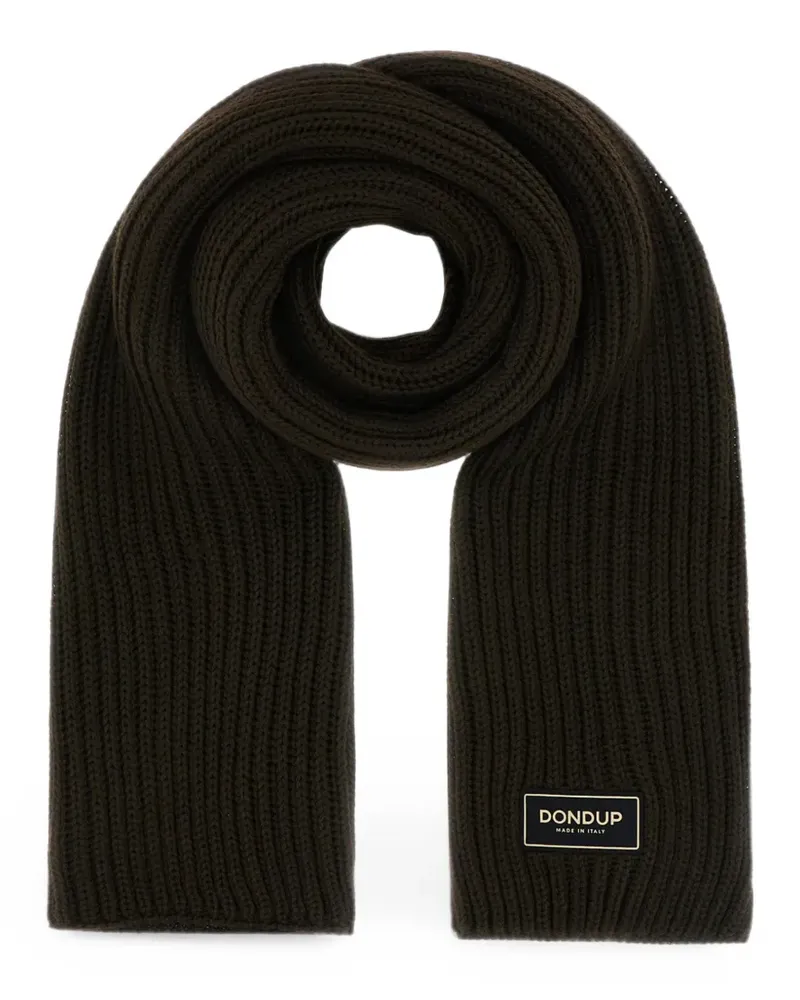 Dondup ribbed logo-patch scarf - Braun Braun