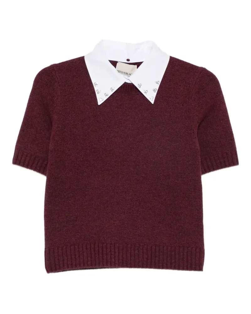 Pennyblack Kurzärmeliger Pullover mit verziertem Kragen - Rot Rot