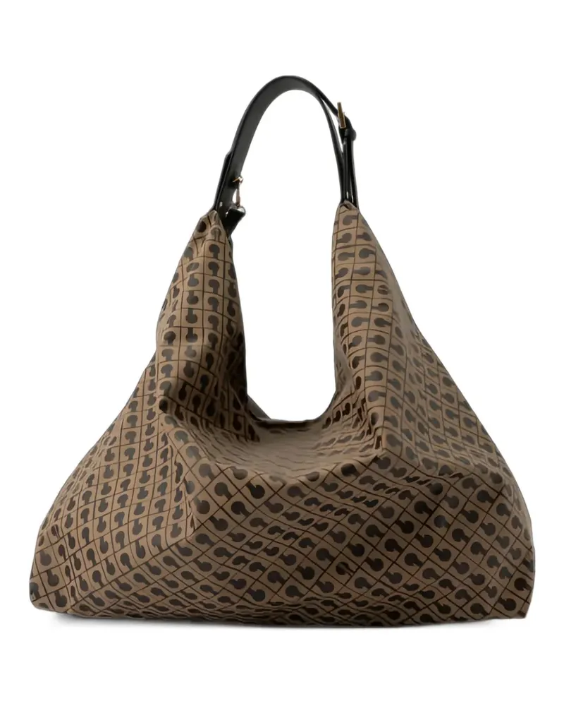 Gherardini large Amazzonia monogram-print hobo bag - Nude Nude