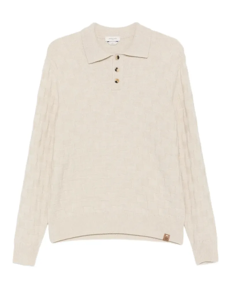 Jacob Cohën basket-weave long-sleeve polo shirt - Nude Nude