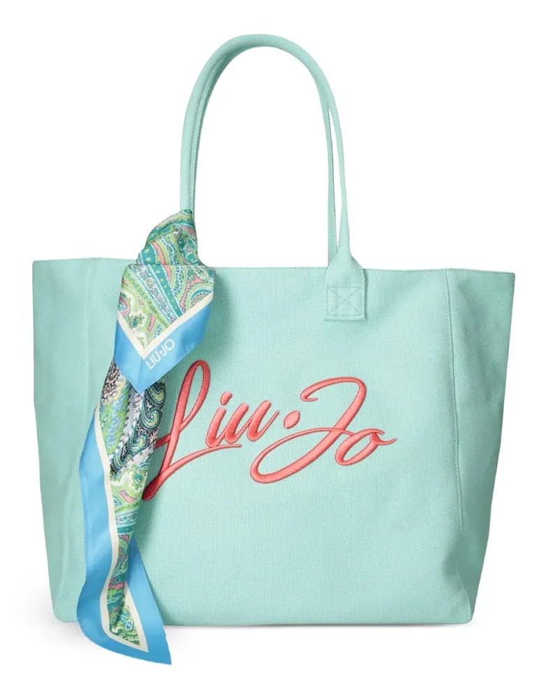 Liu Jo large logo-embroidered scarf-detail tote bag - Blau Blau