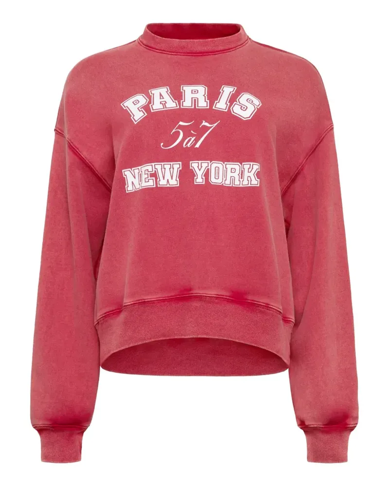 Cinq à Sept Ausgeblichener Pullover mit Logo-Print - Rot Rot