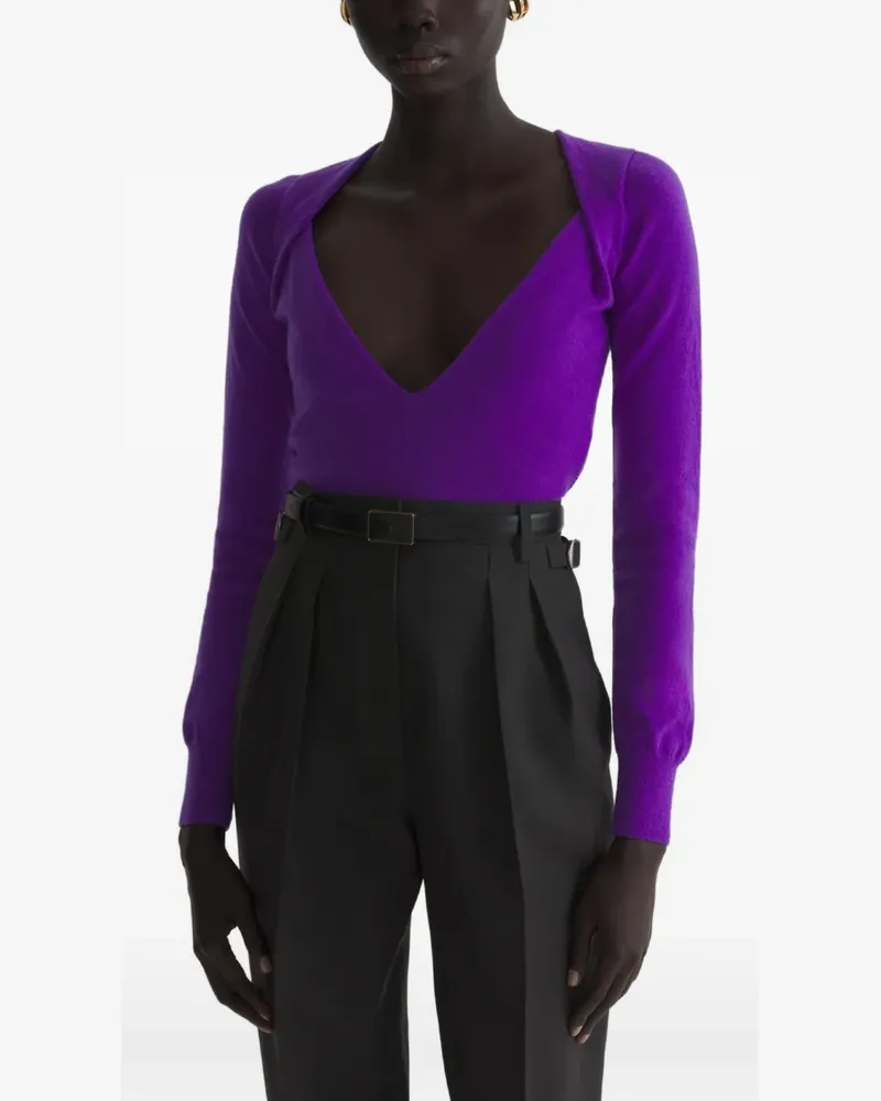 Thierry Mugler Kaschmiroberteil mit V-Ausschnitt - Violett Violett