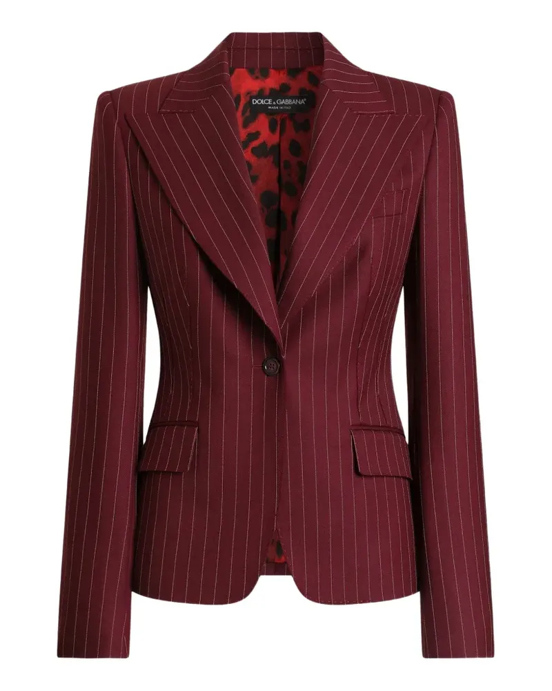 Dolce & Gabbana Einreihige Turlington Jacke aus Wolle mit Nadelstreifen - Rot Rot