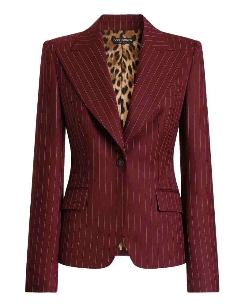Dolce & Gabbana Einreihige Turlington Jacke aus Wolle mit Nadelstreifen - Rot Rot