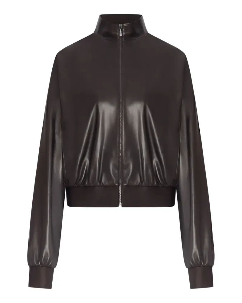 Gucci high-neck leather jacket - Braun Braun
