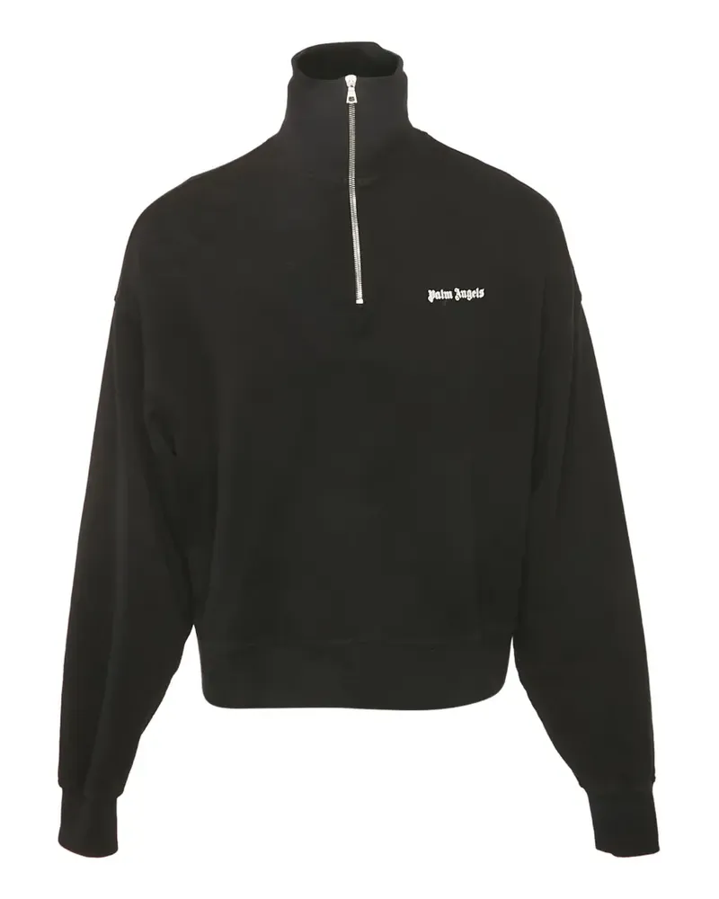 Palm Angels Bestickter Pullover mit kurzem Reißverschluss - Schwarz Schwarz