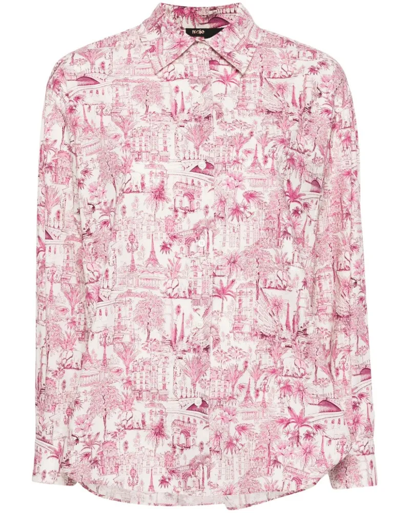 Maje Hemd mit Paris-Print Rosa