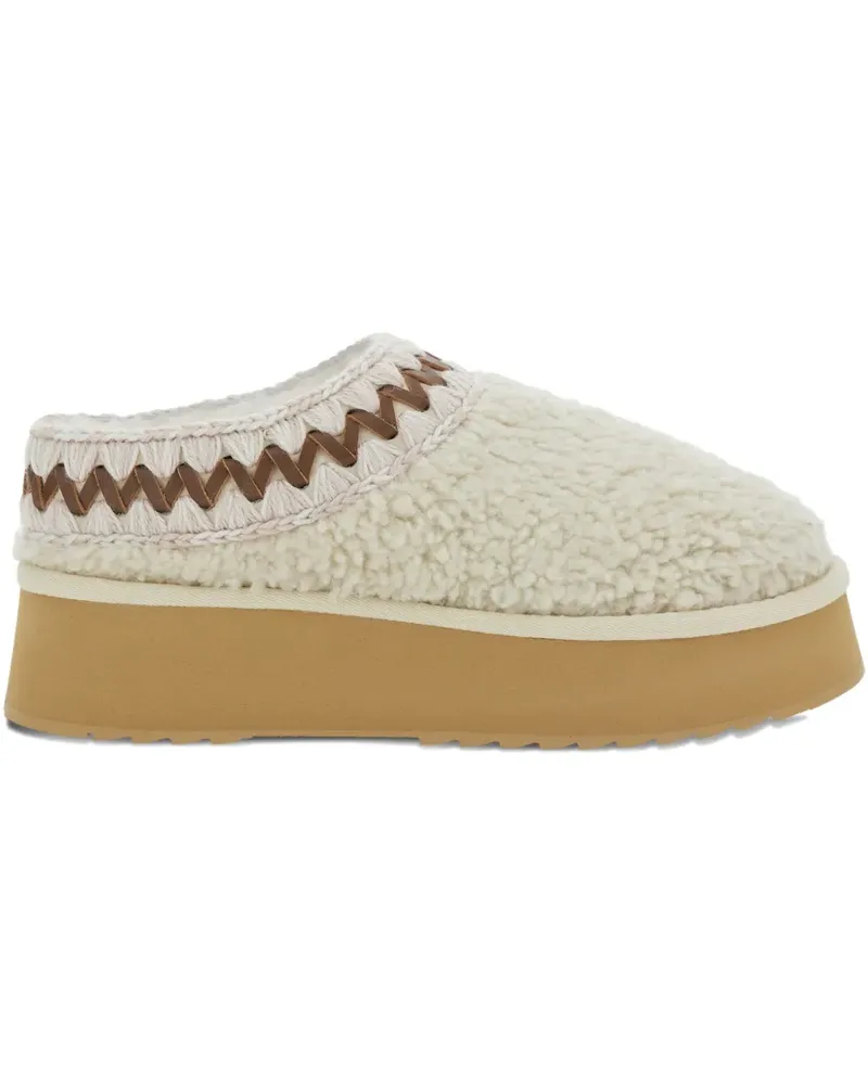 Mou flatform shearling mules - Nude Nude