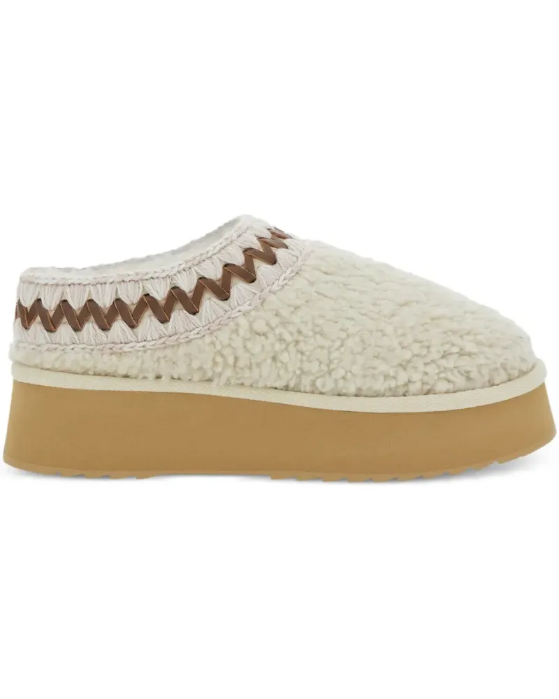 Mou Flatform-Mules mit Shearling - Nude Nude