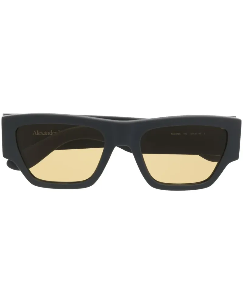 Alexander McQueen Sonnenbrille mit Logo-Gravur - Grau Grau