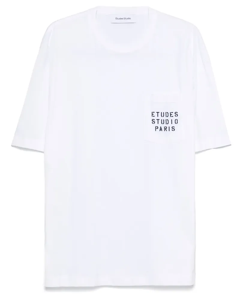 Études Studio T-Shirt mit lockerer Tasche - Weiß Weiß