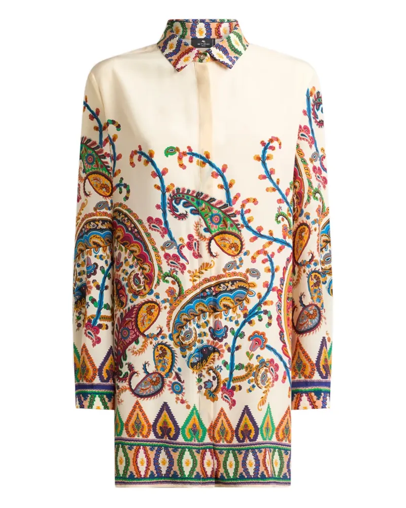 Etro floral paisley print silk shirt - Nude Nude