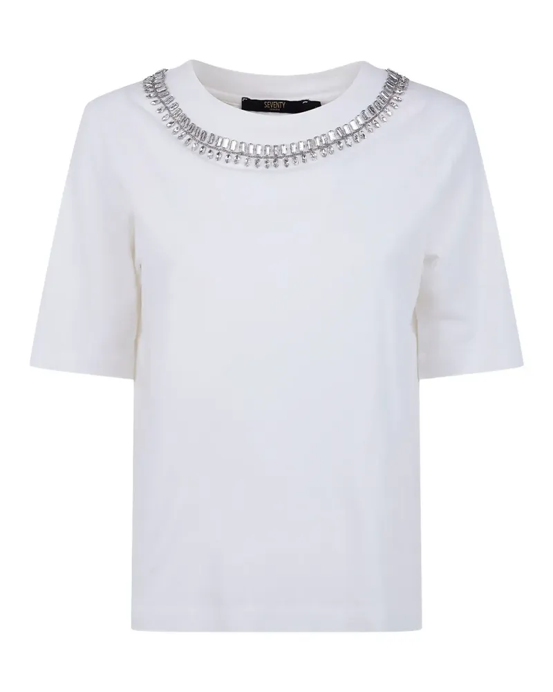 Seventy T-Shirt mit verziertem Ausschnitt - Weiß Weiß