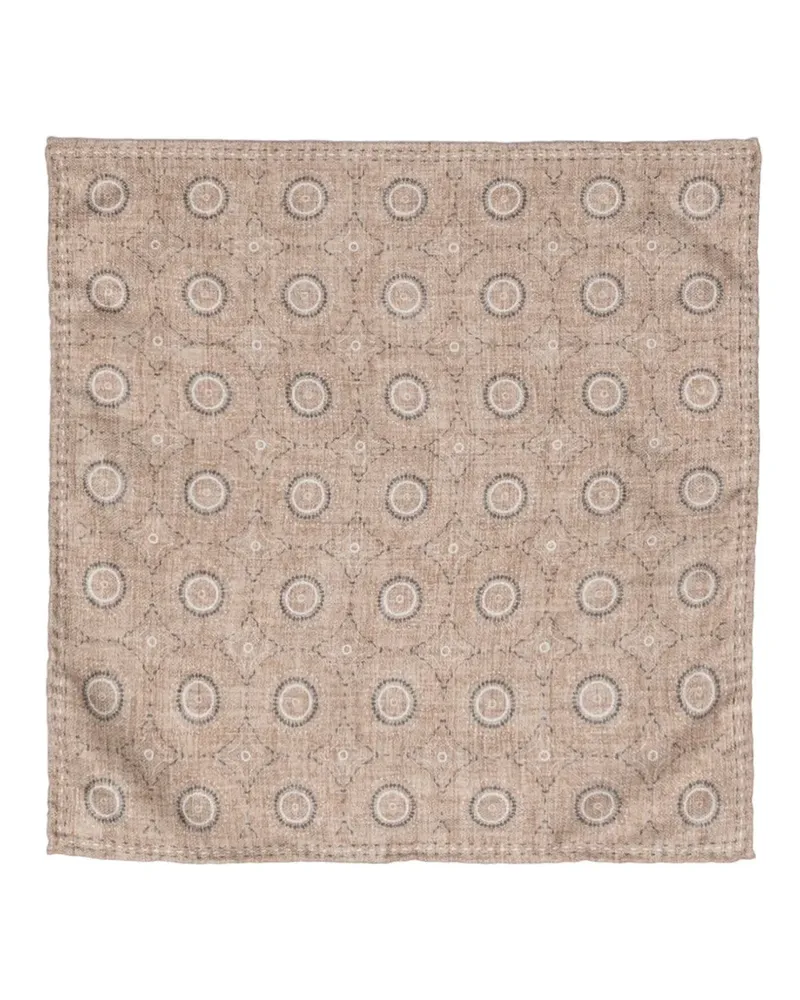 Brunello Cucinelli Seidenschal mit geometrischem Print - CI621 CAMEL GREY Ci621