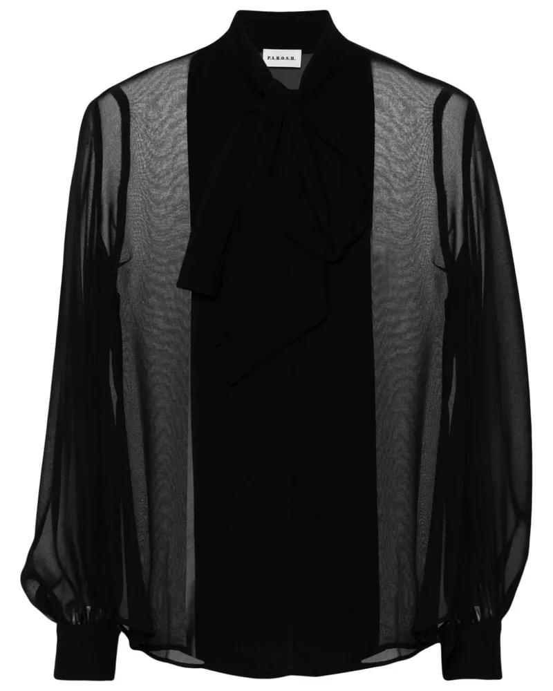 P.A.R.O.S.H. P.A.R.O H. Bluse mit Schleifenkragen - Schwarz Schwarz