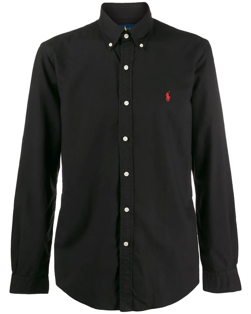 Ralph Lauren Schmales Button-down-Hemd Schwarz