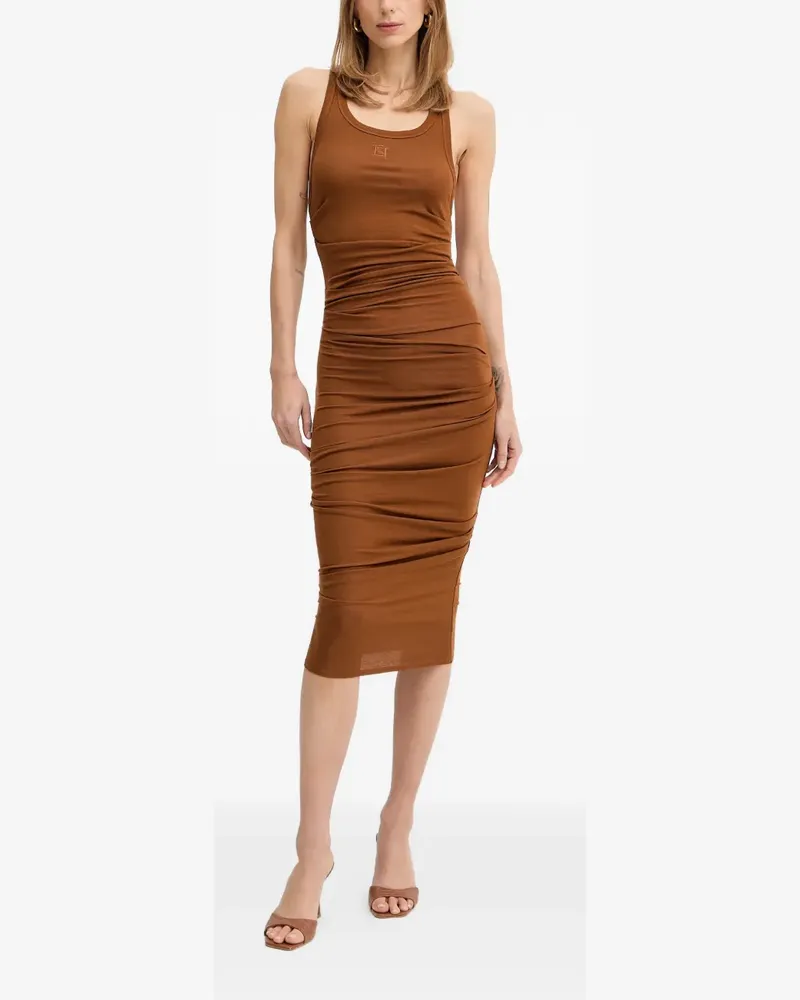 Elisabetta Franchi Midikleid mit Logo-Stickerei - Braun Braun
