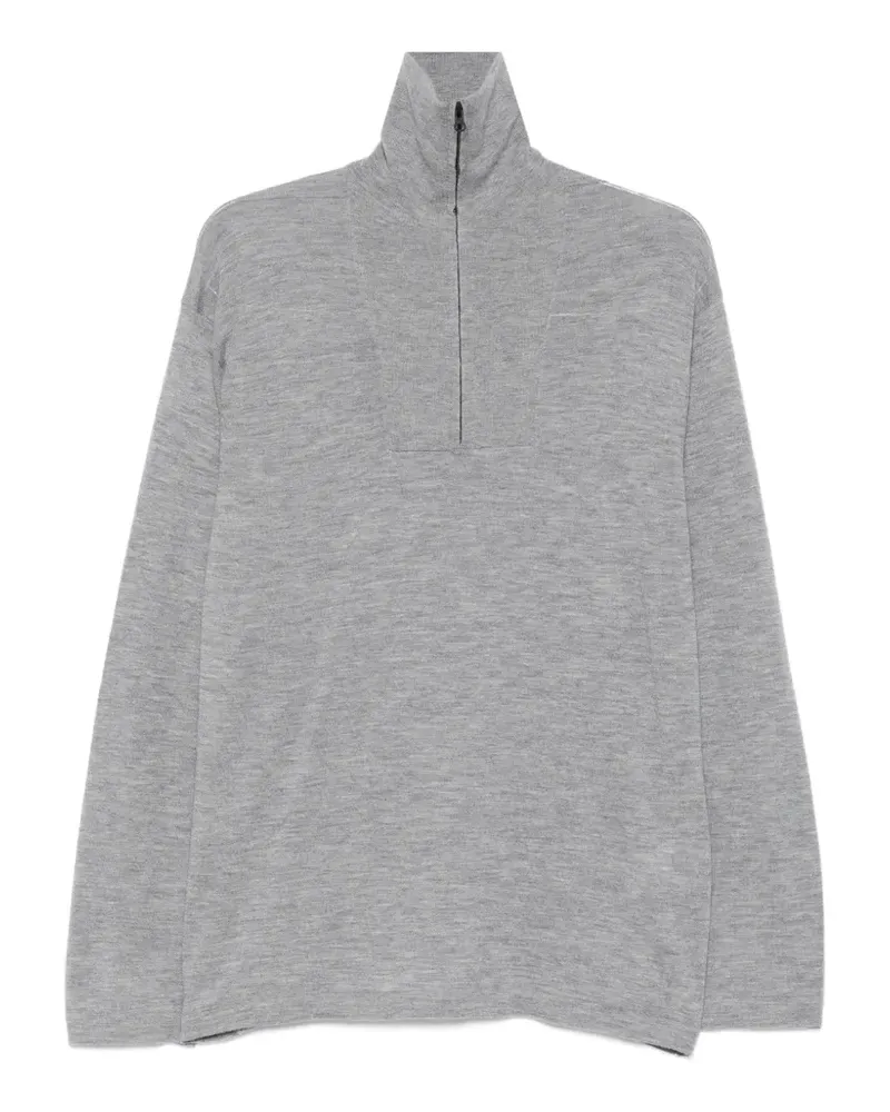 Lisa Yang Langärmeliger Pullover mit Viertelreißverschluss - Grau Grau
