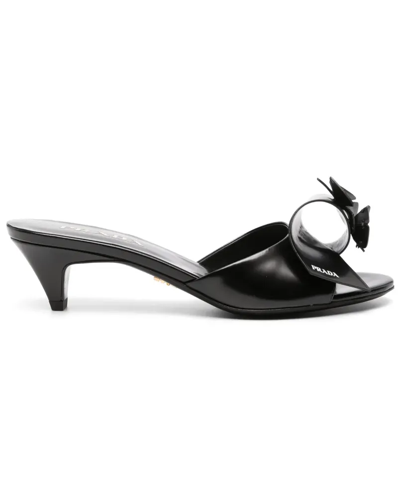 Prada Mules mit Blumenapplikation - Schwarz Schwarz