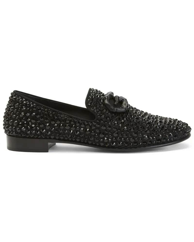 Giuseppe Zanotti Leopoldino Loafer mit Strass - Schwarz Schwarz