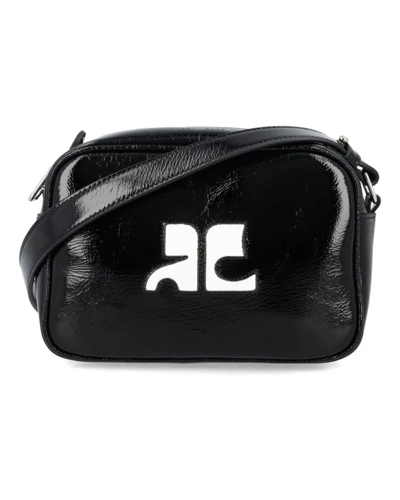 Courrèges Reedition Naplack Mini-Tasche Schwarz