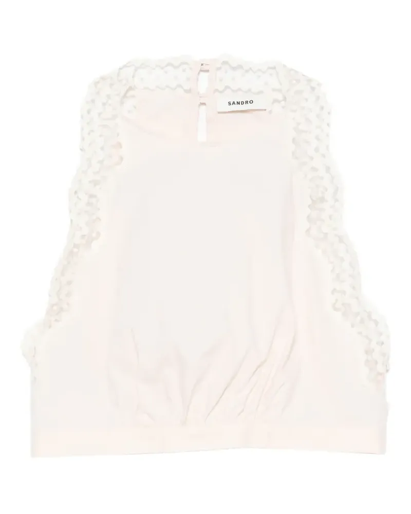Sandro Bruna lace-trim cropped top - Rosa Rosa