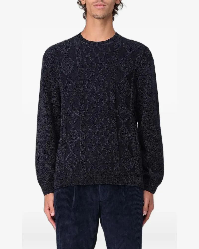 Emporio Armani cable-knit diamond-pattern sweater - Blau Blau