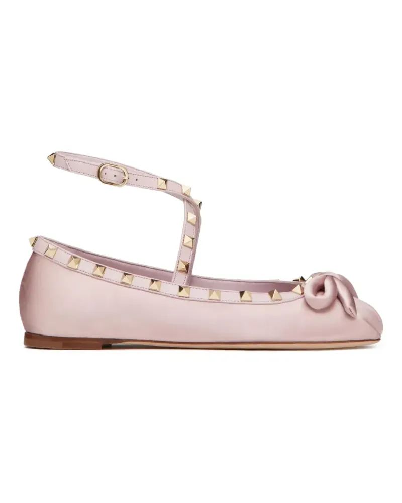 Valentino Garavani Rockstud Ballerinas aus Satin - Rosa Rosa