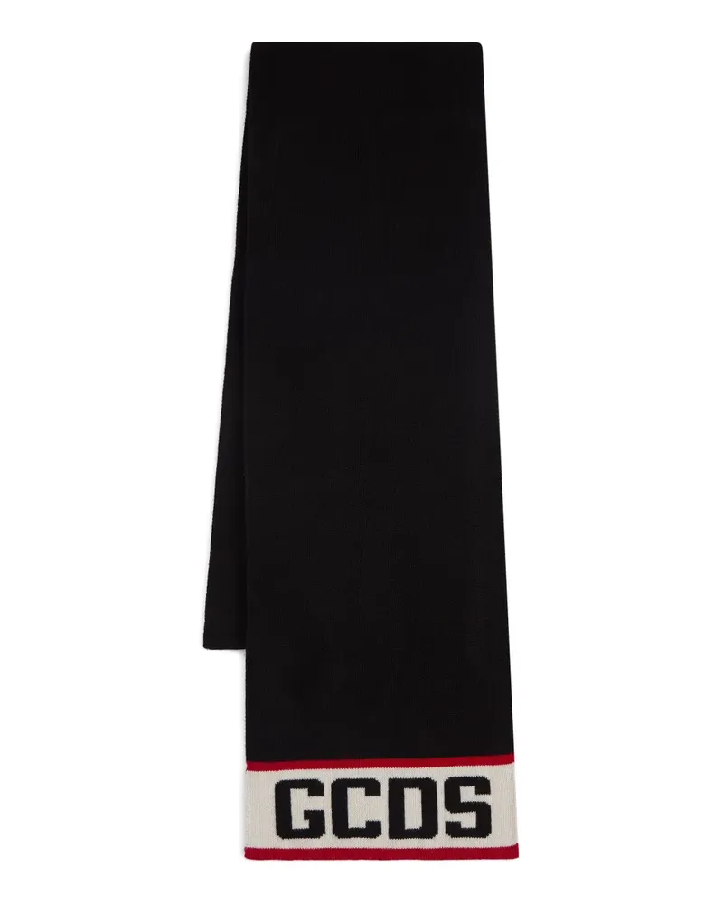 GCDS Gestrickter Schal mit Logo - Schwarz Schwarz