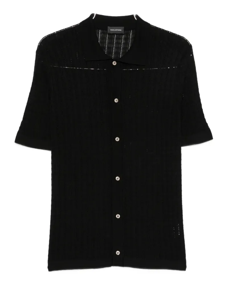 Tagliatore Oliver open-knit short-sleeve shirt - Schwarz Schwarz