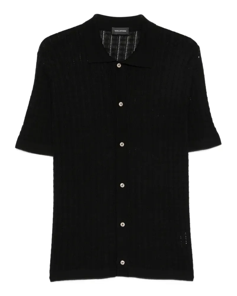 Tagliatore Oliver open-knit short-sleeve shirt - Schwarz Schwarz