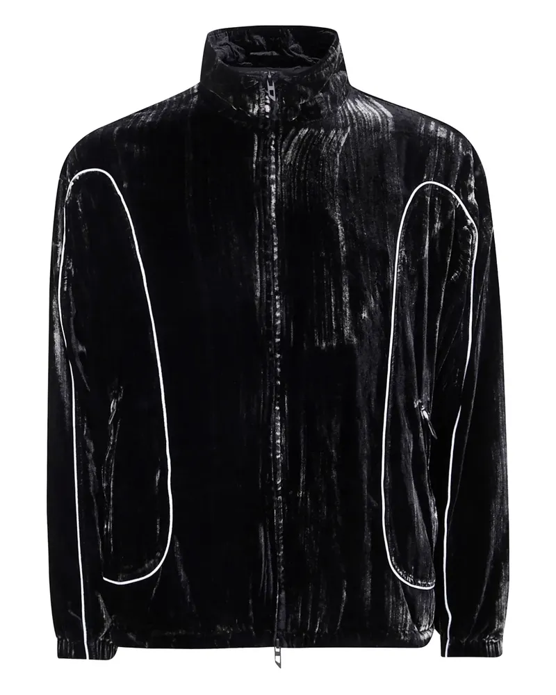 Diesel Samt-Sportjacke mit Kontrastpaspeln - Schwarz Schwarz